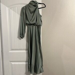 Billy j  One Shoulder Long Sleeve Dress - Green